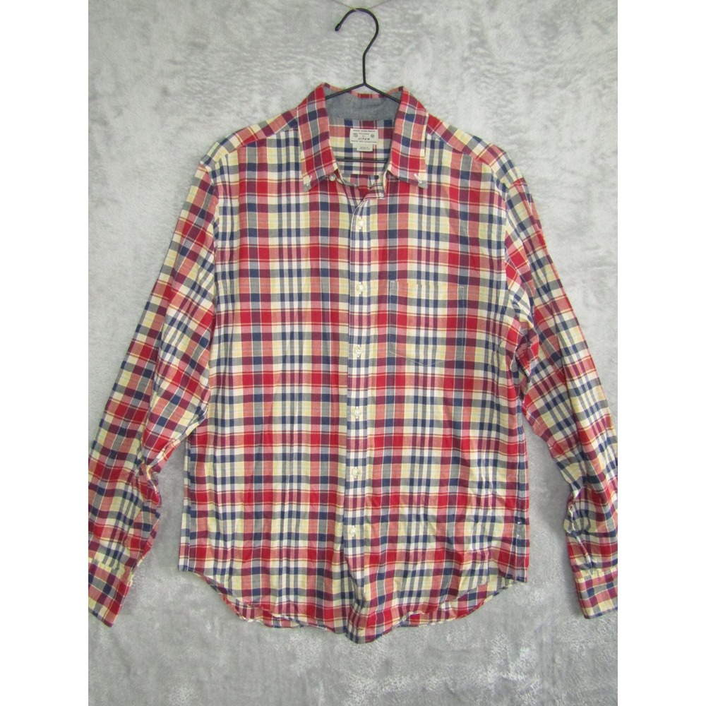 J Crew Plaid Button Down Shirt Long‎ Sleeve Cotton Mens Size Medium